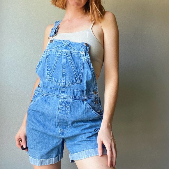 Vintage 90s/Y2K Canyon River Blues Denim Shorts Overalls - Picture 6 of 8